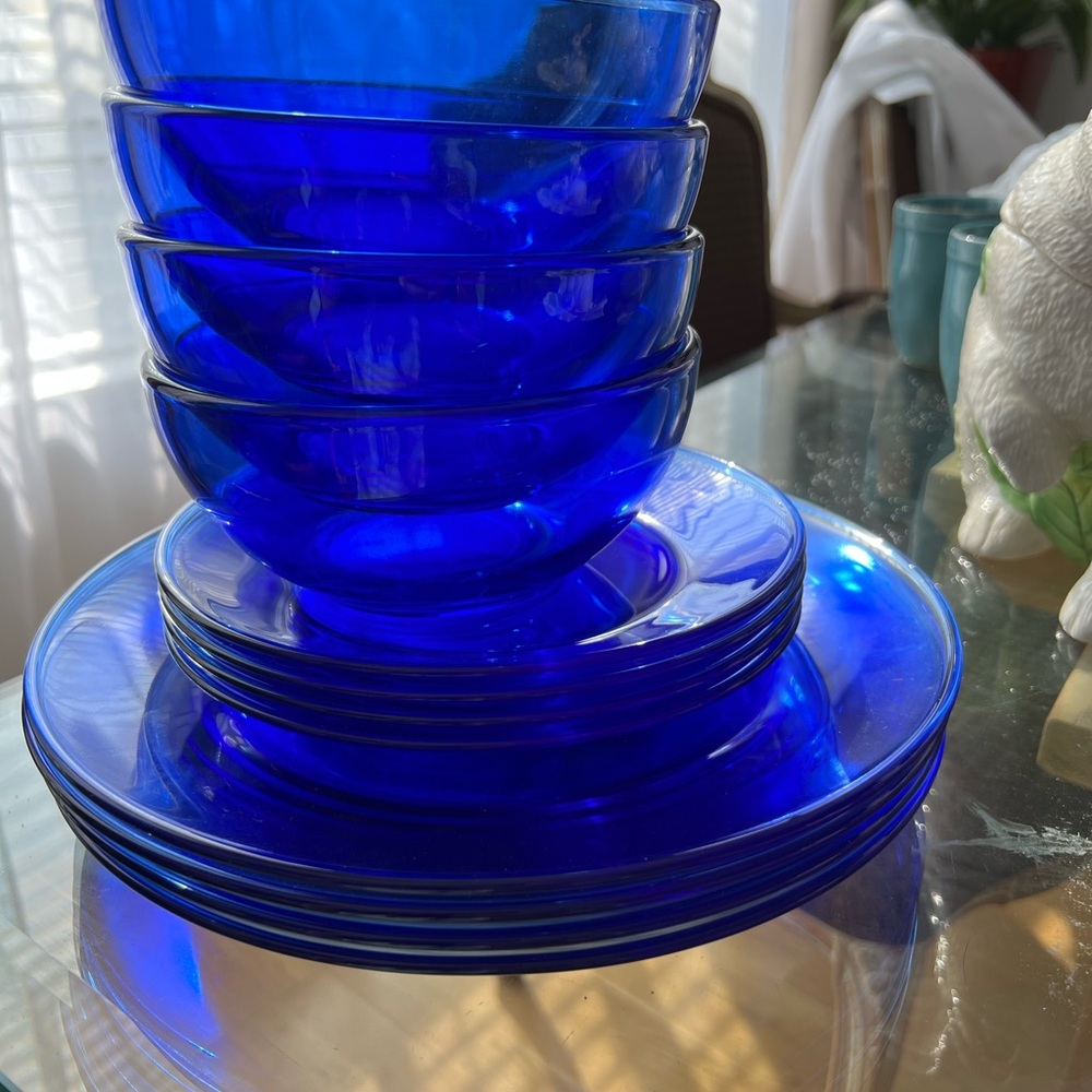 Mexico cobalt blue set of bowl, salad plate and dinner plate 4 each